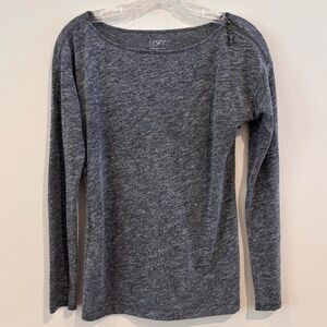 Ann Taylor Loft Women's Long Sleeve SZ XS Gray Top w/ Zipper Shoulder Accent